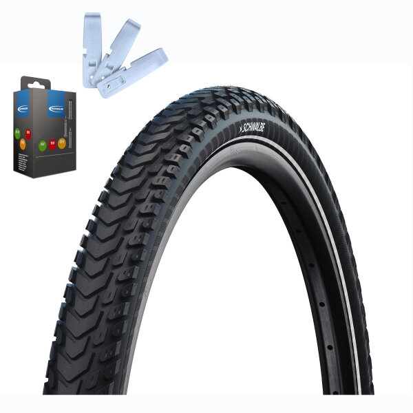 Schwalbe Reifen + Schlauch + Reifenheber Set Marathon Mondial Draht - 2025